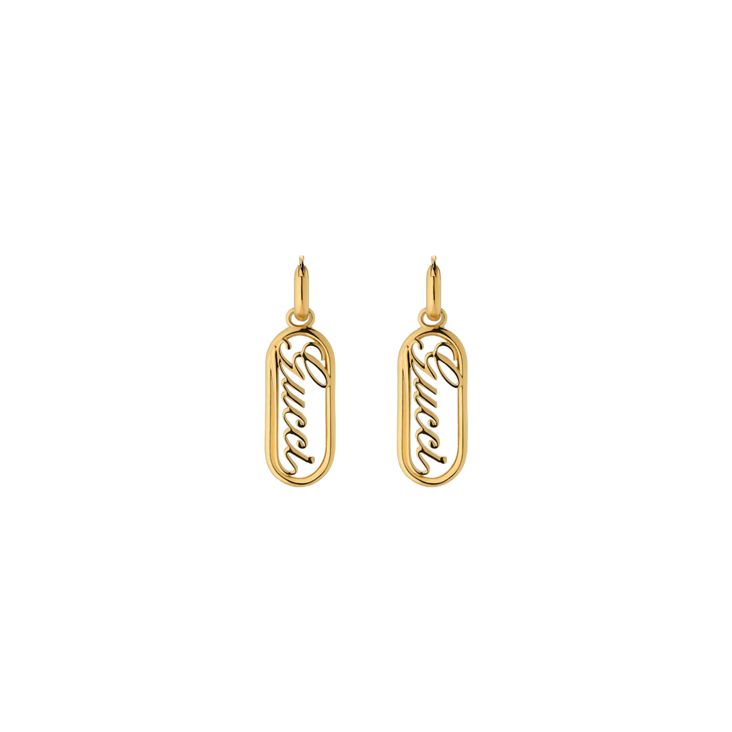 GUCCI HOOP EARRINGS WITH GUCCI SCRIPT 796874I46008005